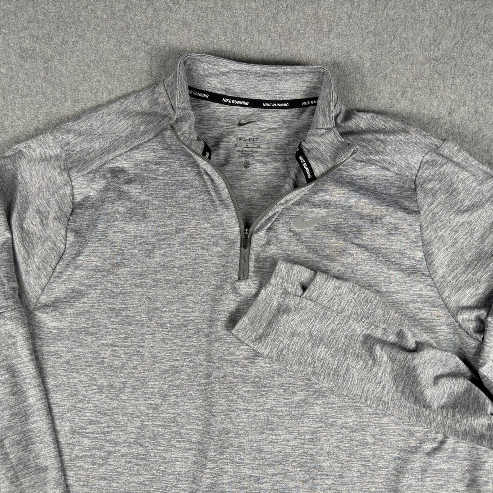 Nike Running Dri-FIT Men's M Gray Heather 1/4 Zip Long Sleeve Pullover
